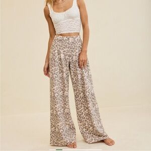 Leopard Print Wide-Leg Pants